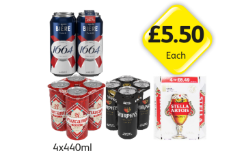 Kronenbourg 1664, Cruzcampo, Murphy's, Stella Artois - Now Only £5.50 at Londis