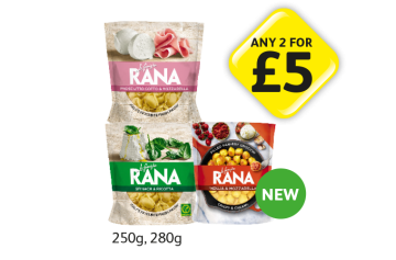 La Famiglia Rana Proscutto Cotto & Mozzarella, Spinach & Ricotta, 'Nduja & Mozzarella - Any 2 for £5 at Londis
