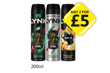 Lynx Fifa Africa, Antiperspirant, Gold - Any 2 for £5 at Londis