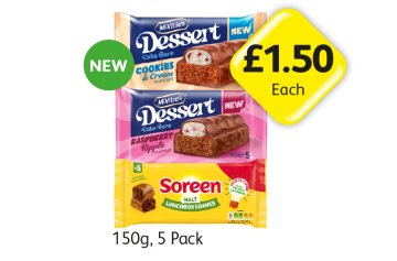 McVitie's Dessert Cookies & Cream, Raspberry Ripple, Soreen Malt Lunchbox - Now Only £1.50 at Londis