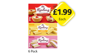 Mr Kipling Cherry Bakewells, Lemon Layered Slices, Angel Slices - Now Only £1.99 at Londis