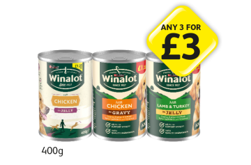 Winalot Chicken In Jelly, Lamb & Turkey, Chicken In Gravy - Any 3 for £3 at Londis