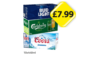 Bud Light, Carlsberg, Coors - Now Only £7.99 at Londis