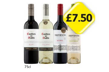 Casillero Del Diablo Malbec, Pinot Grigio, Trivento Malbec, Pinot Grigio - Now Only £7.50 at Londis