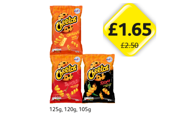 Cheetos Original, Twisted, Fiery - Now Only £1.65 at Londis