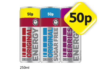 Energy Drink Original, Sugar Free, Berries - Now Only 50p at Londis