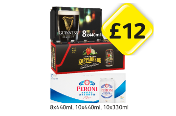 Guinness, Kopparberg Strawberry & Lime, Peroni - Now Only £12 at Londis