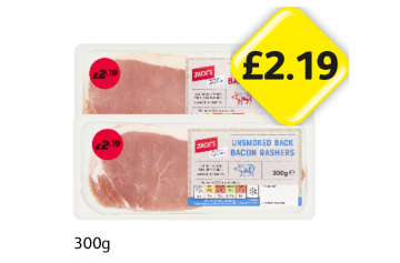 Jack's Back Bacon Rashers Smoked, Unsmoked - Now Only £2.19 at Londis
