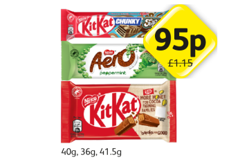 KitKat Chunky, Aero Peppermint, KitKat - Now Only 95p at Londis