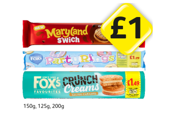 Maryland S'wich, Party Rings, Fox's Crunch Creams - Now Only £1 at Londis