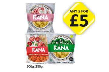 Rana Tortelloni Prosciutto Cotto & Mozzarella, Spinach & Ricotta, Sundried Tomato & Pecorino Cheese Sauce - Any 2 for £5 at Londis
