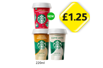 Starbucks White Chocolate Mocha, Caramel Macchiato, Caffe Latte - Now Only £1.25 at Londis