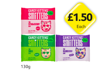 Candy Kittens Smittens Strawberry, Sour, Blueberry - Now Only £1.50 at Londis
