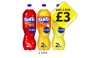 Fanta Fruit Twist, Orange, Lemon - Any 2 for £3 at Londis