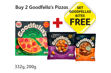 Goodfella's Pepperoni, Mozzarella Cheese Bites, Cheesy Pizza Bites - Buy 2 Goodfella's Pizza's, Get Goodfellas Bites FREE at Londis