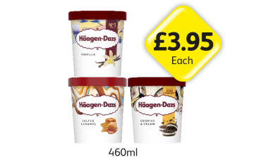 Häagen-Dazs Vanilla, Salted Caramel, Cookies & Cream - Now Only £3.95 at Londis