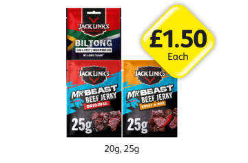 Jack Links Biltong, Beef Jerky Original, Sweet & Hot - Now Only £1.50 at Londis