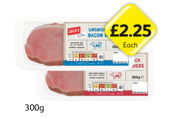 Unsmoked Back Bacon Rashers, Smoked - Now Only £2.25 at Londis