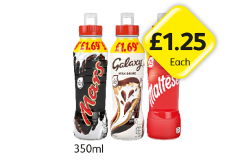 Milkshakes Mars, Galaxy, Malteser - Now Only £1.25 at Londis