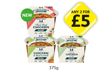 My Protein Thai red Chicken Soup, Chicken & Red Lentil, Classic Chicken Soup - Any 2 for £5 at Londis