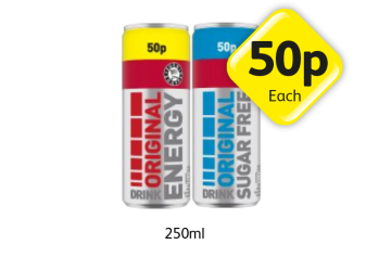 Original Energy Drink, Sugarfree - Now Only 50p at Londis