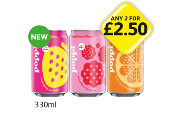 Poppi Strawberry Lemon, Raspberry Rose, Orange Soda - Any 2 for £2.50 at Londis