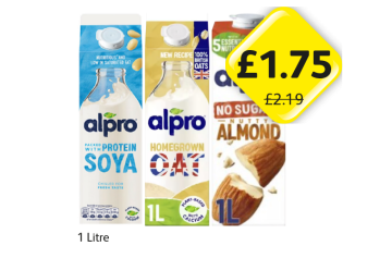 Alpro Protein Soya, Homegrown Oat, No Sugars Almond - Now Only £1.75 at Londis