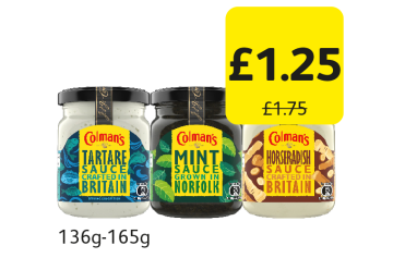 Colman's Tartare Sauce, Mint Sauce, Horseradish - Now Only £1.25 each at Londis