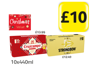 CHRISTMAS VALUE: Cruzcampo, Strongbow - Now Only £10 each at Londis