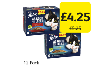 Felix Cat Food Meaty Selection, Ocean Feast Selection - Now Only £4.25 each at Londis