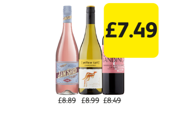 Jam Shed Rosé, Yellow Tail Chardonnay, Oxford Landing Shiraz - Now Only £7.49 each at Londis
