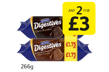 McVities Digestives Dark Chocolate, Milk Chocolate - Any 2 for £3 at Londis