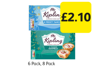 Mr Kipling Frosty Fancies, Festive Bakewells - Now Only £2.10 at Londis
