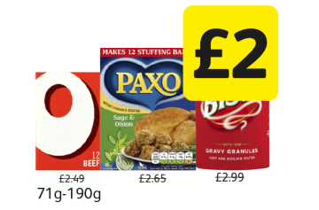 Oxo Cube Beef, Paxo Sage & Onion Stuffing, Aah Bisto Gravy Granules - Now Only £2 at Londis
