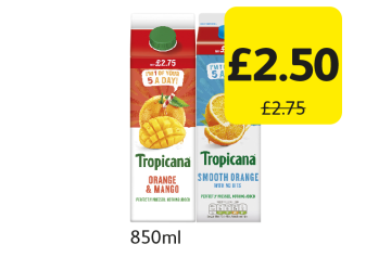 Tropicana Orange & Mango, Smooth Tropicana - Now Only £2.50 each at Londis