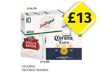 San Miguel, Stella Artois, Corona - Now Only £13 each at Londis