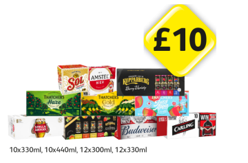 Sol, Amstel, Kopparberg Berry Variety Pack, Strawberry Pack, Thatchers Haze, Hold, Juicy Apple, Stella Artois, Budweiser, Carling - Now Only £10 at Londis