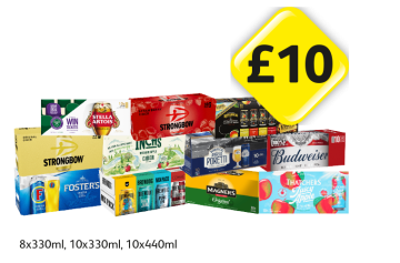Stella Artois, Strongbow, Strawberry, Kopparberg Variety, Inch's Cider, Poretti, Budweiser, Foster's, Brewdog Variety, Magners, Thatcher's Juicy Apple - Now Only £10 at Londis