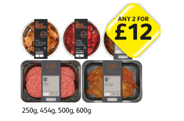 The Meat Market Piri Piri Chicken Wings, Chinese Pork Ribs, Louisiana BBQ Pork Ribs, Beef Burgers, Salt & Chilli Sizzle Steak - Any 2 for £12 at Londis