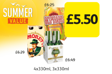 SUMMER VALUE:Birra Moretti, Desperados Tequila, Stella Artois, Was £6.29, £6.25, £6.49 - Now Only £5.50 at Londis