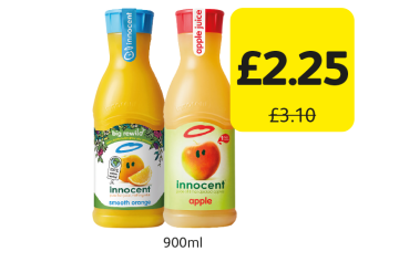 Innocent Smooth Orange, Apple, was £3.10 - Now only £2.25 at Londis