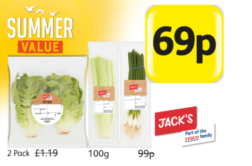 SUMMER VALUE: Jack's Lettuce, Celery, Spring Onions, was £1.19, 99p - Now only 69p at Londis