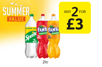 SUMMER VALUE: Lemon-Lime Sprite, Fanta Fruit Twist, Orange,  - Any 2 For £3 at Londis