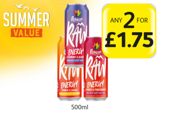 SUMMER VALUE: Rubicon Energy, Raspberry & Blueberry, Orange & Mango, Cherry & Pomegranate - Any 2 for £1.75 at Londis