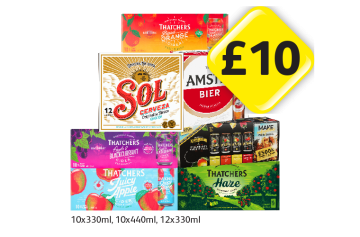 Thatcher’s Blood Orange, Apple & Blackcurrant, Juicy Apple, Haze, Sol Cerveza, Amstel, Kopparberg Variety - Now Only £10 at Londis