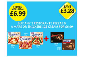 Ristorante Pizza Mozzarella, Pepperoni-Salame, Pepperoni Mozzarella Pesto, Mars Ice Cream, Snickers Ice Cream - Now Only Buy Any 2 Ristorante Pizzas & A Mars Or Snickers Ice Cream for £6.99 at Londis