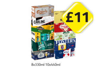 Carlsberg Export, Carling, Strongbow, Magners, Cruzcampo, Brewdog Variety, Inch's, John Smiths, Fosters, Poretti, Kronenbourg - Now Only £11 at Londis