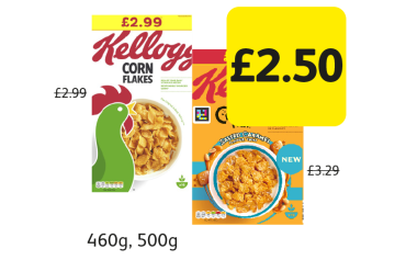 Kellogg's Corn Flakes, Crunchy Nut - Now Only £2.50 each at Londis
